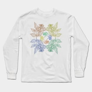 Colorful symetrical geometric flower pattern design Long Sleeve T-Shirt